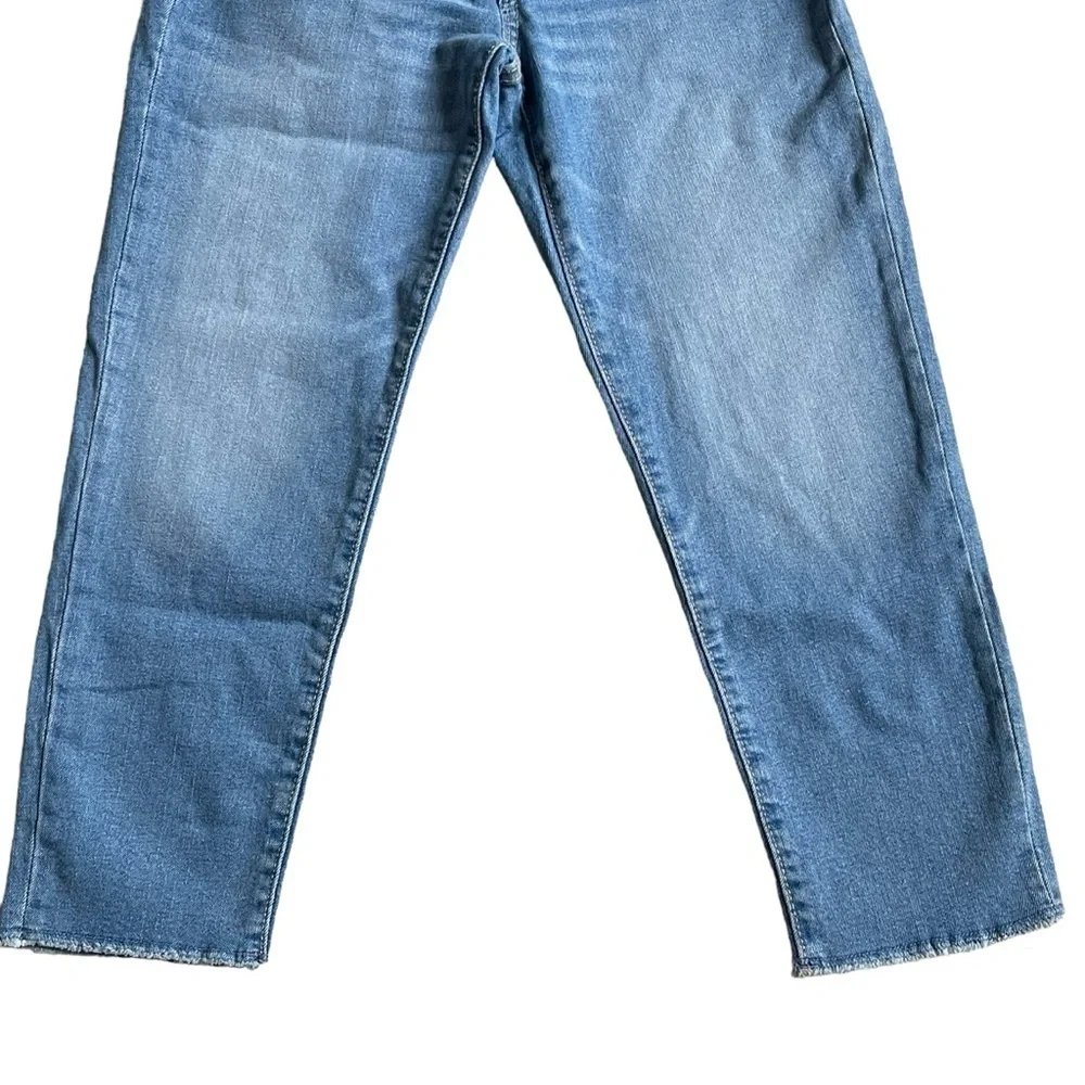 Old Navy OG Straight High Rise Jeans Girls Size 10 Cut-off Blue Medium Wash